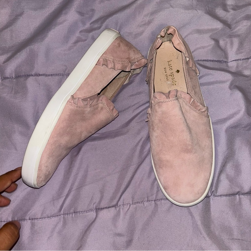Kate Spade | Lilly Ruffle Suede Sneakers Sz 6.5 - Picture 2 of 5